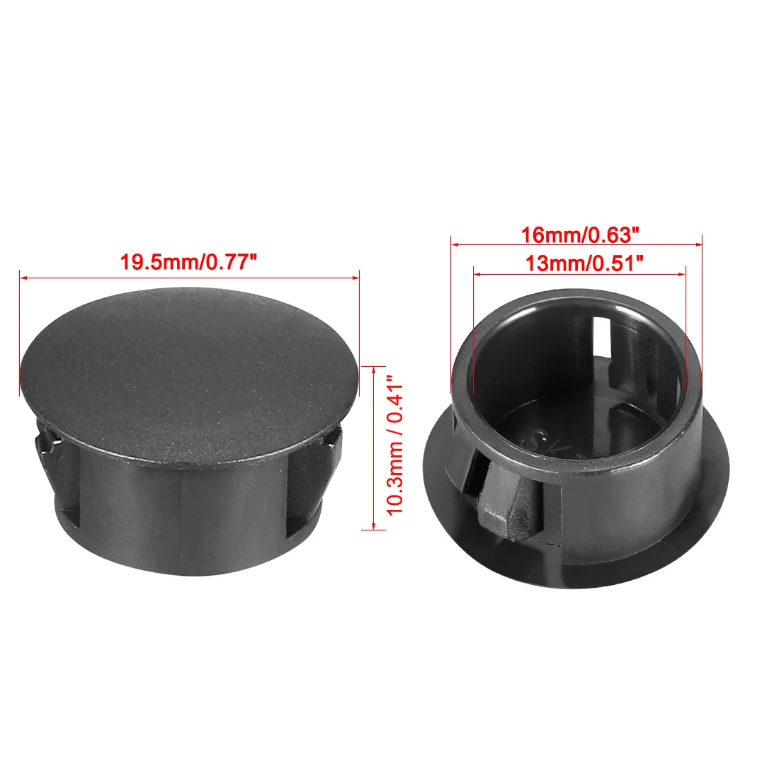 

uxcell 24.7mm X 11.4mm Black Nylon Round Snap Locking Panel Hole Cover SKT-16mm-100pcs