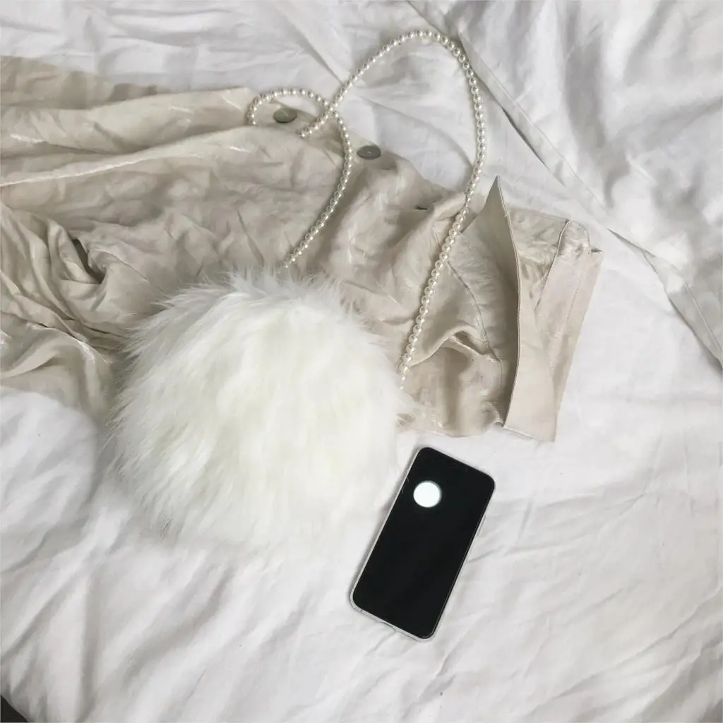 Сумка кросс-боди Женская с белыми жемчужинами мягкий круглый клатч из