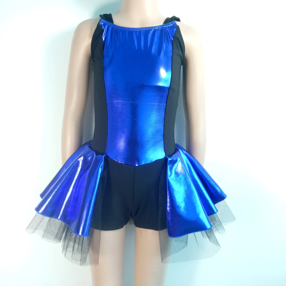 Royal Blue Для взрослых девочек Королевский синий металлик Танк трико пачка платье для детей представление латинский танец - Цвет: Royal Blue