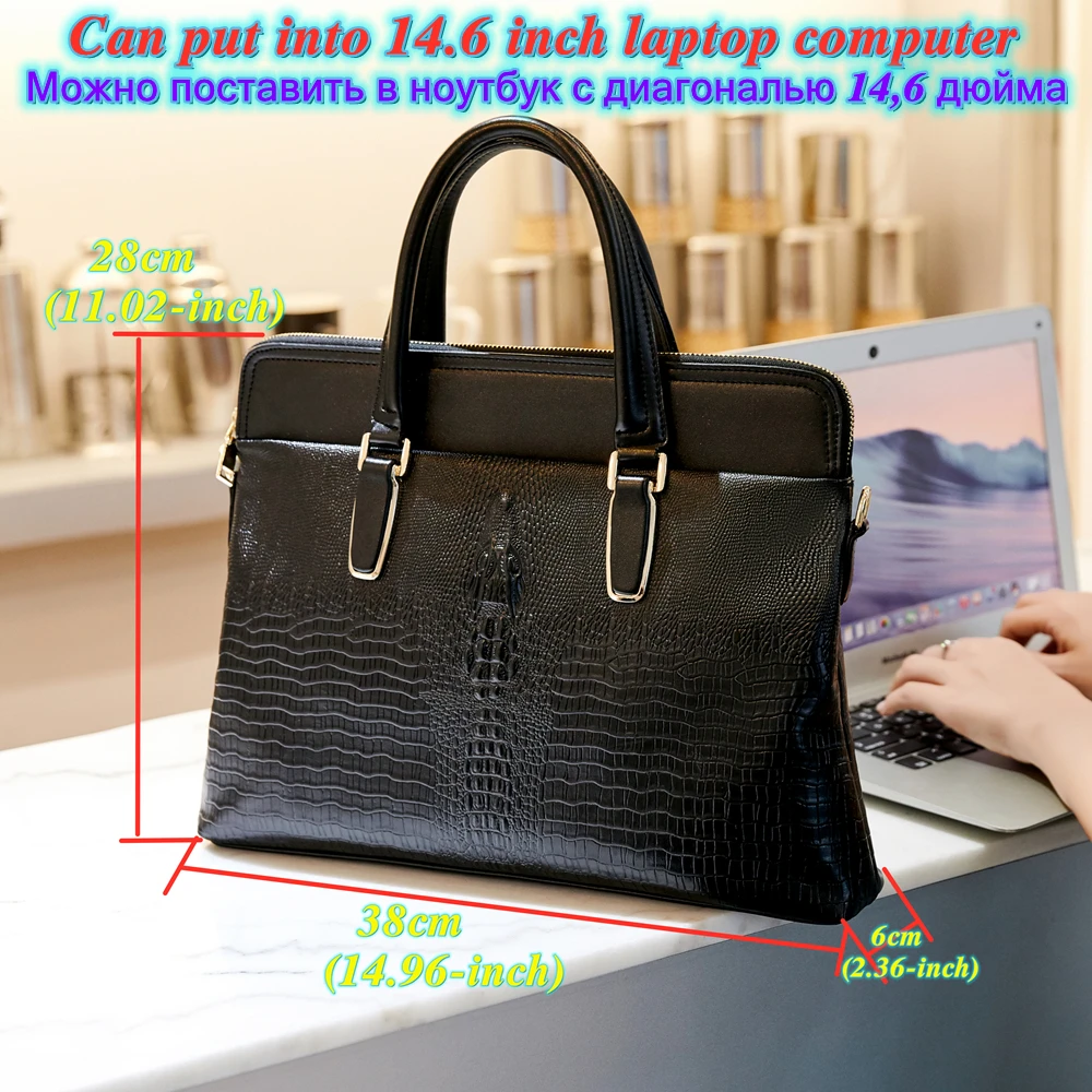 gagacia large capacity women leather briefcase office bags for woman handbag computer bag female crocodile luxury handbags 2022 free global shipping