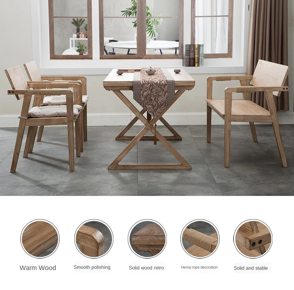 Твердый деревянный Собранный Ретро Простой обеденной стул дизайнерский стол