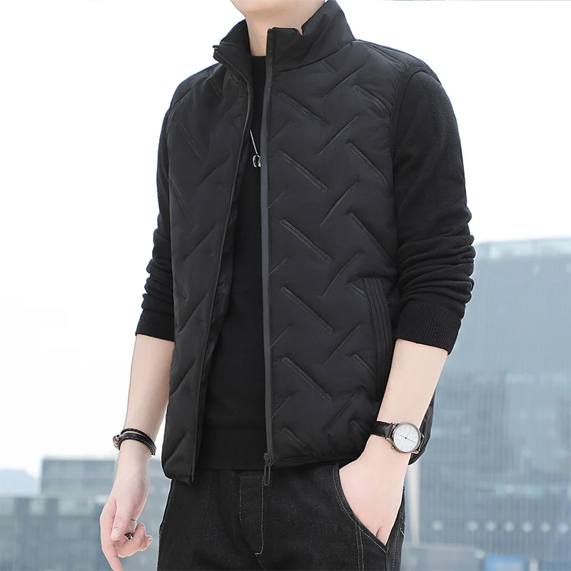 Winter men's artificial cotton vest super light sleeveless warm vest jacket fashion stand collar windproof vest