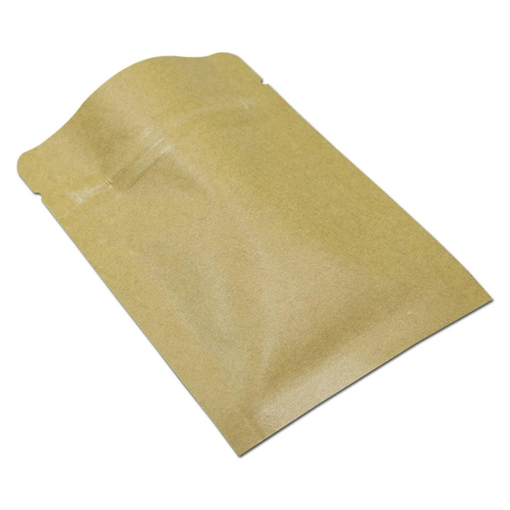6*8cm Brown Kraft Paper Aluminum Foil Zip Lock Package Bag Reclosable Heat Seal Zipper Mylar Pouch for Snack Powder Nuts Packing | Дом и сад