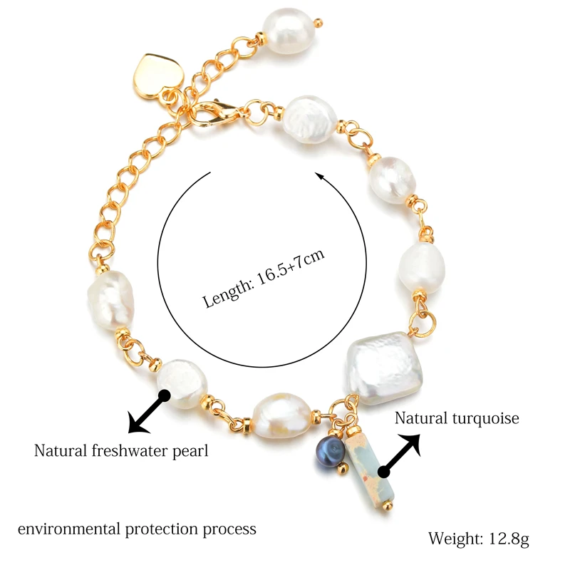 Новый геометрический Круглый браслет из настоящего пресноводного жемчуга для