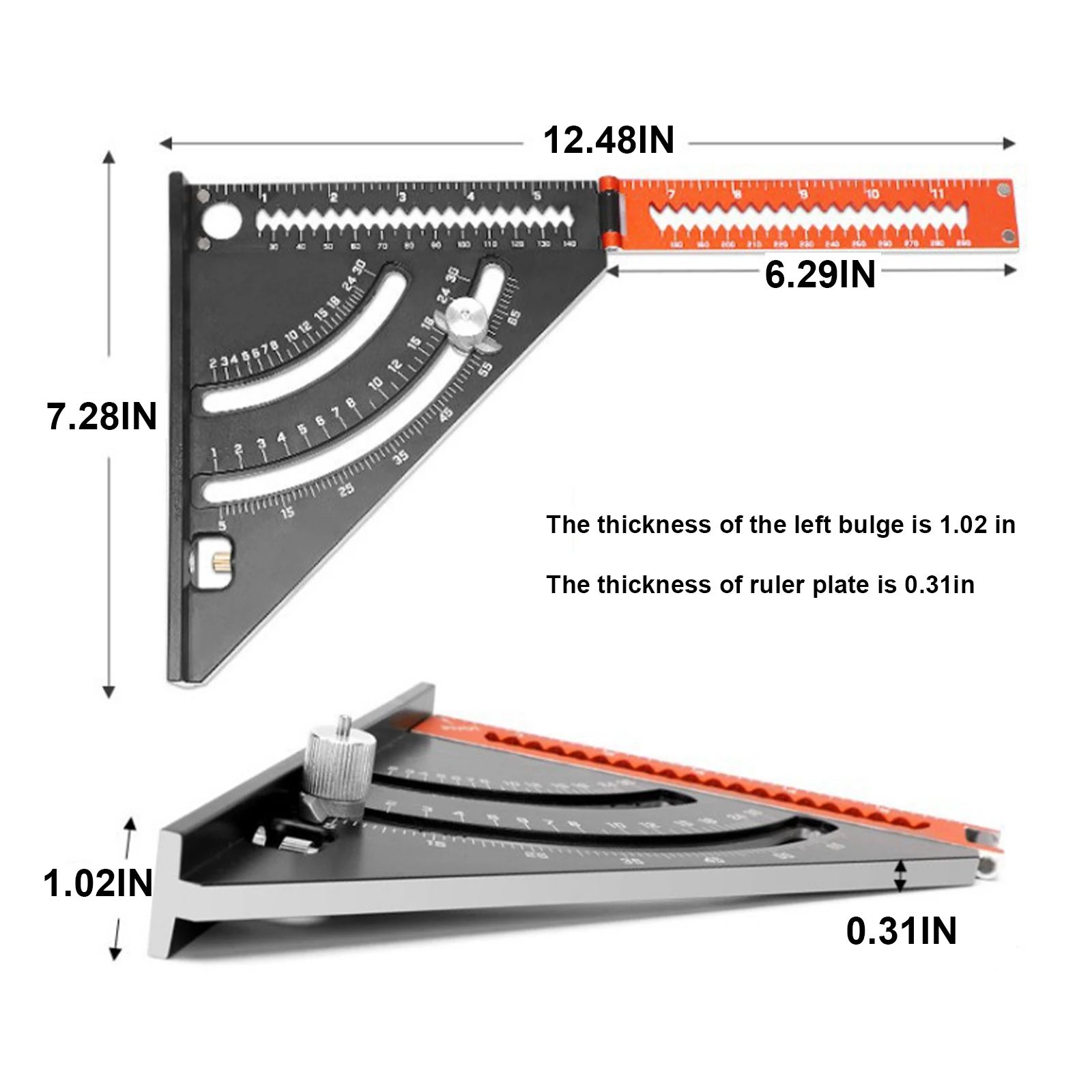 

Folding Triangle Squares Ruler Positioning Angle Woodworking Tool Aluminum Alloy 2-in-1 Extendable Layout With Base Goniometer