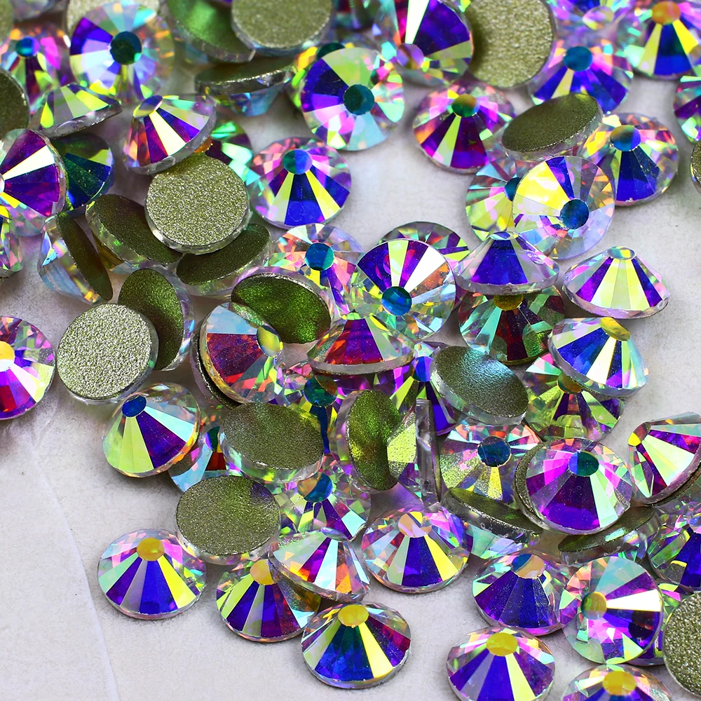 SS6 искрящегося цвета Кристалл aб Б ез исправлений стразы стеклянные блеск для