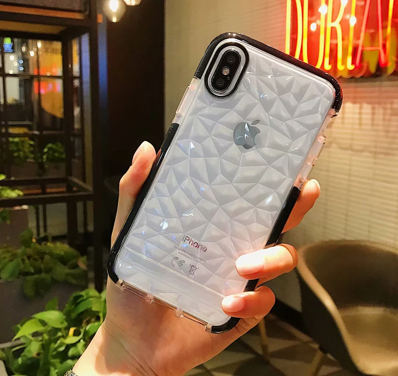 Thicken Drop-Proof Soft Diamond Case for iphone XR X XS MAX XsMax Silicone ShockProof Gasbag Full Protective Clear Cover | Мобильные