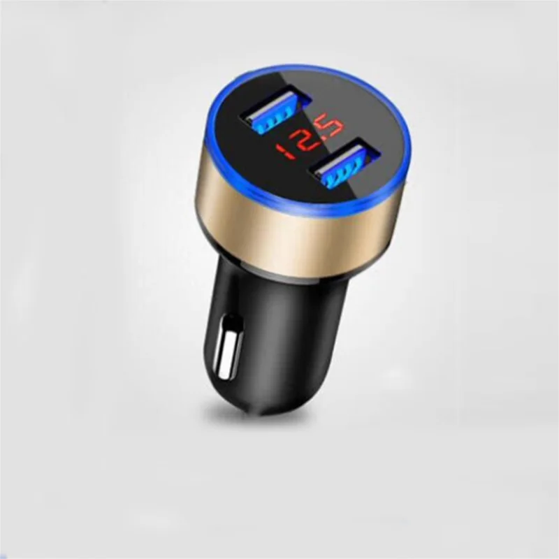 Gold QC3.0 Автомобильное зарядное устройство с цифровым дисплеем Quick Charge 3,0, автомобильное зарядное устройство с двумя Usb, автомобильное зарядное устройство с контролем напряжения и тока, автомобильное зарядное устройство - Цвет: Gold QC3.0
