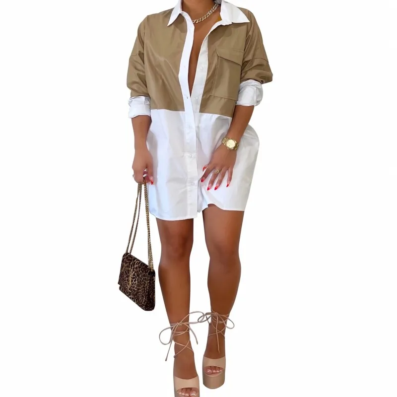 

Long Shirts Women Tops Single Breasted Full Sleeve Blouse Autumn New Pu Leather Patchwork Street Style Casual Tunics Blusa Tops