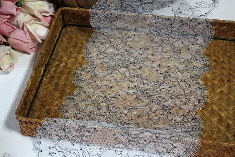 25 см шириной двухцветная контрастная модная кружевная ткань с ресницами для