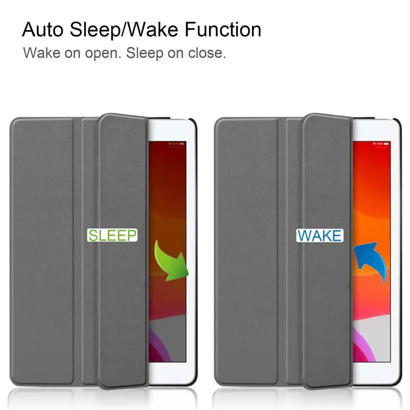 Case Чехол для нового iPad 10,2 7th Gen Coque Магнитная подставка авто Пробуждение/спящий кожаный чехол для iPad 10,2 Capa+ пленка+ ручка - Цвет: Case