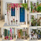 Занавеска для душа в стиле ретро уличный пейзаж, садовый занавес с цветами, растениями, декор греческого города, занавеска для ванной, настенное украшение, экран для ванны