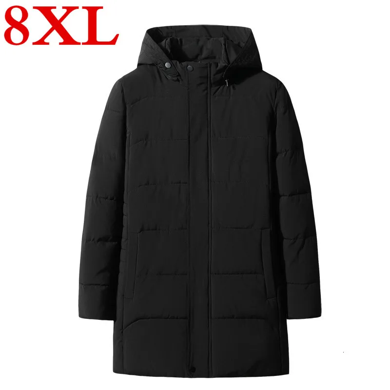 

6XL 8XL Plus 2020 10XL Winter New Long Hat Causal Thick Warm Jacket Autumn Cotton Pockets Outwear Coat Parkas Men