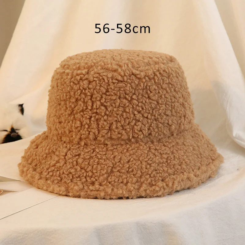 

Lamb Faux Fur Bucket Hat Winter Panama Hats For Women Thickened Warm Teddy Velvet Winter Hats Outdoor Plush Fisherman Hat
