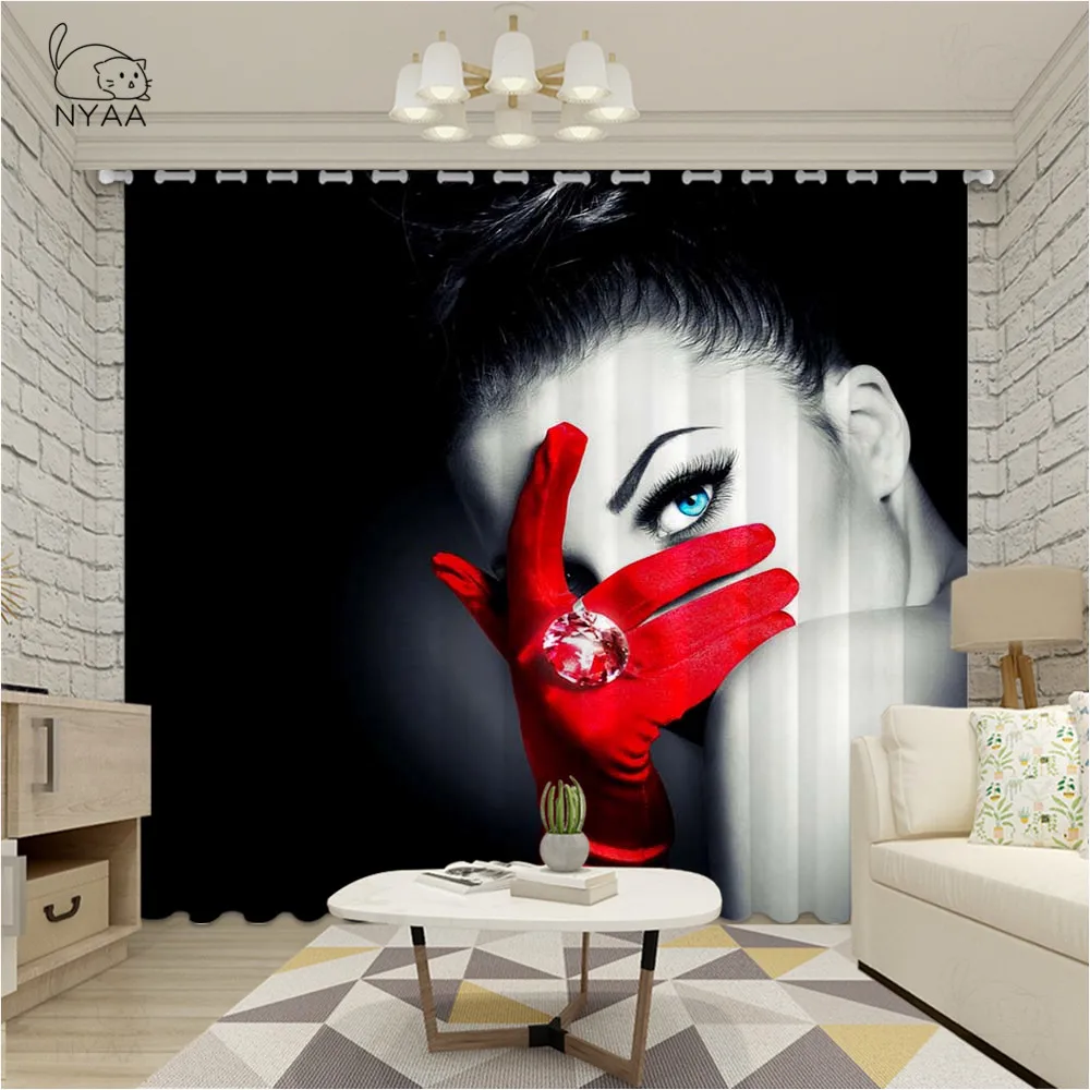 

Fashion Woman Print Lipstick 3D Window Curtains For Living Room Girl Bedroom Drapes Cortinas Rideaux Ultra-thin Micro Shading