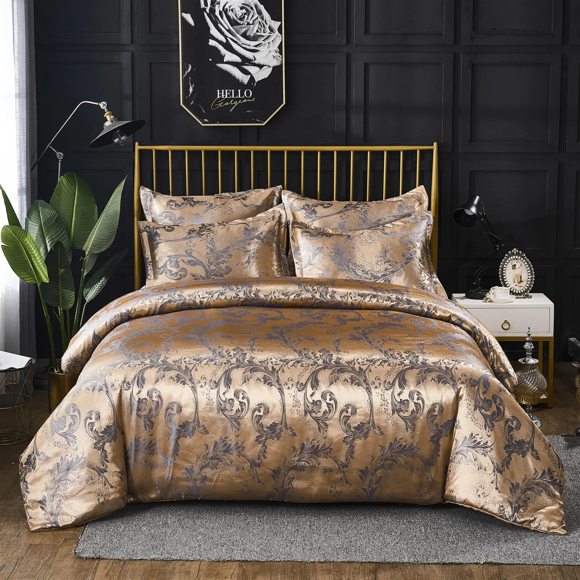 

Luxury Jacquard Bedding Set King Size Duvet Cover Queen Comforter Bed Gold Quilt Cover High Quality For Adults