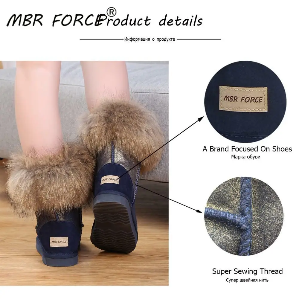 Женские зимние сапоги из натуральной кожи MBR FORCE лидер продаж 2018 100% натуральные