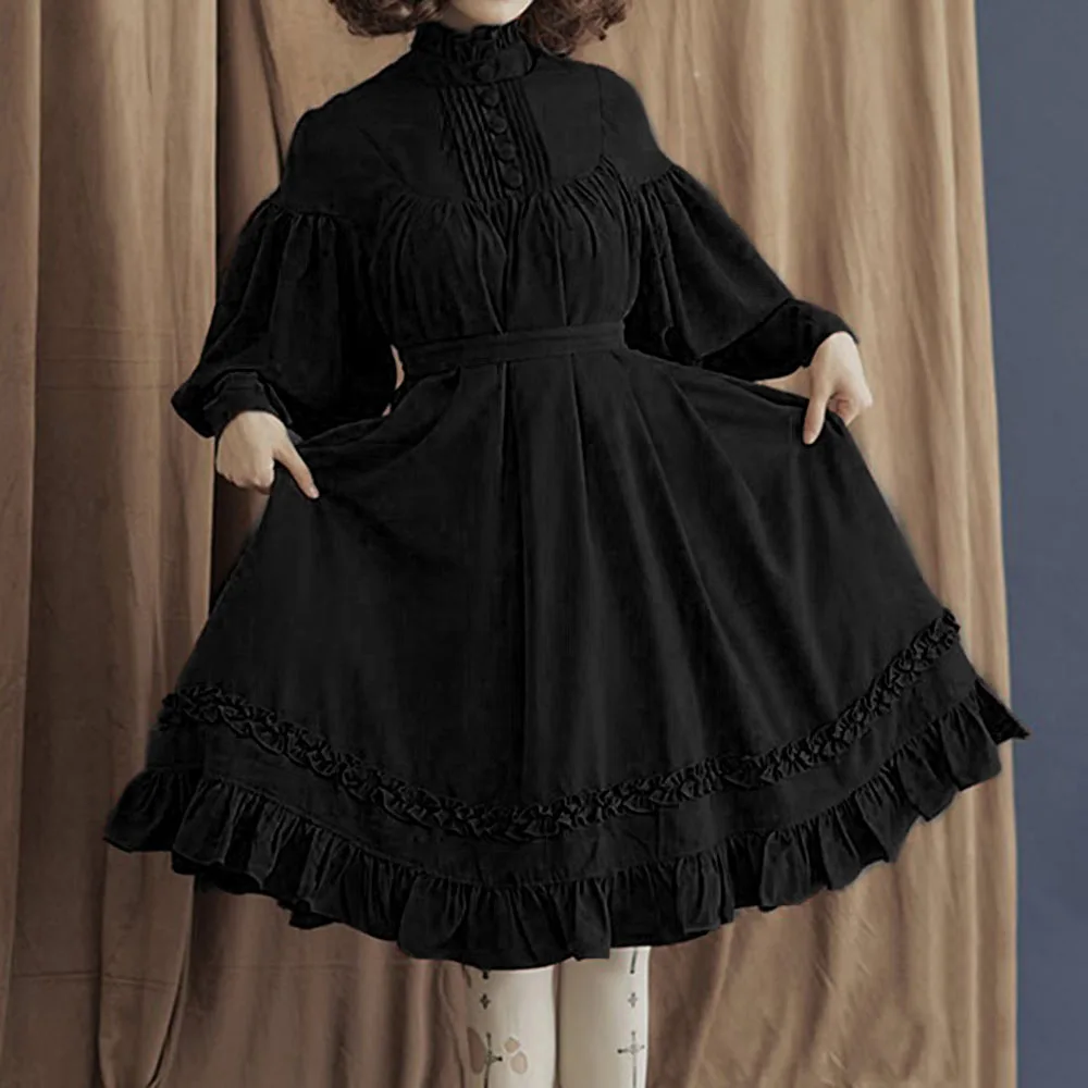 Женское платье Rosetic средневековое Ретро Кружевное с воротником пышными рукавами