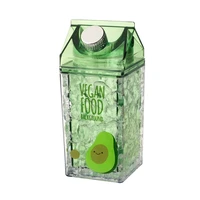 avocado pattern ice cup green cartoon sand ice water bottles with straw double thickening refrigeration keep cold cup