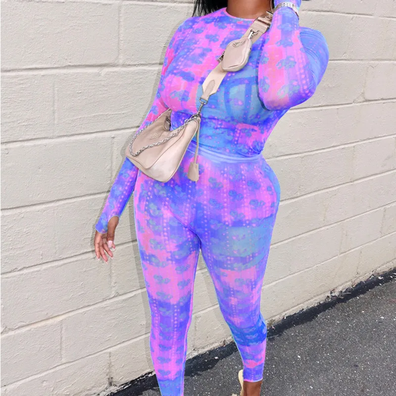 Костюм с принтом рубашка длинным рукавом + узкие брюки костюм набор высокая улица