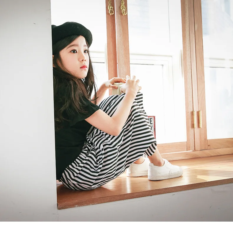 Новинка 2021 летние детские свободные брюки подходящие ко всему для девочек