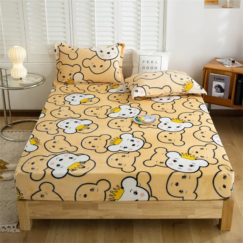 New Milk Velvet Fleece Mattress Protector Fitted Sheet Style Bed Cover Fashion Short Plush Warm Breathable All Season Bedding | Дом и сад