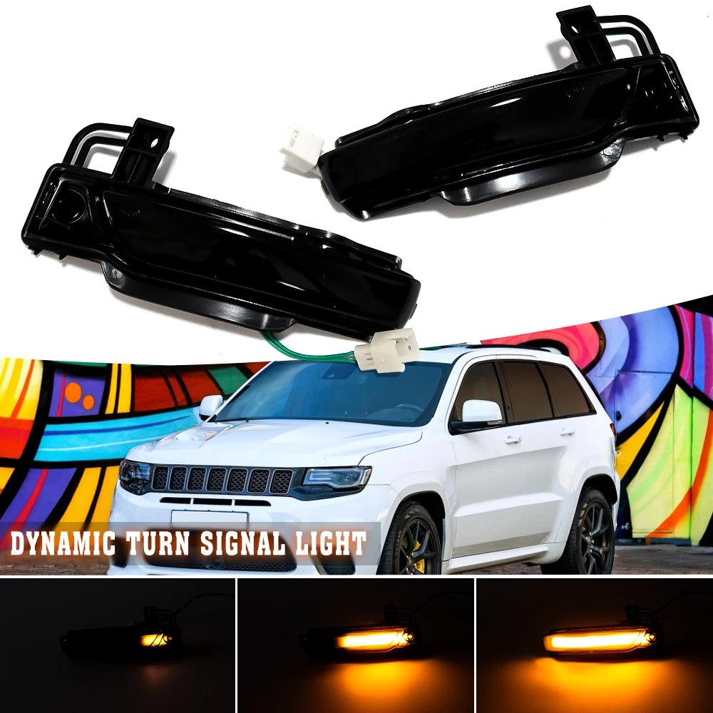 

For Jeep Grand Cherokee WK2 2011-2020 Car LED Dynamic Turn Signal Side Mirror Light Rear Mirror Indicator Blinker Lamp Lights