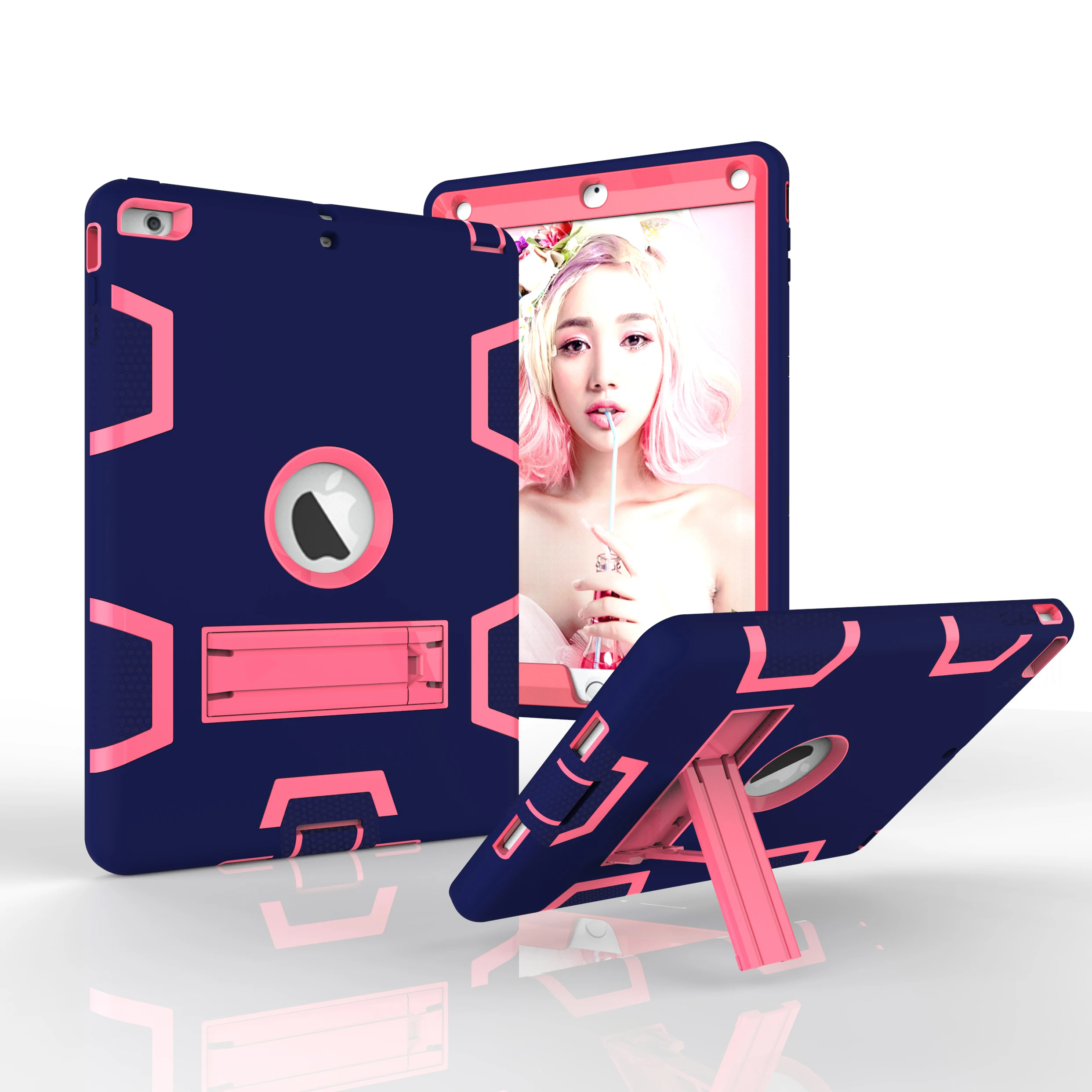 

Heavy Duty Armour Shockproof Hard PC Soft Silicone Skin Back Cover Case For IPad5 6 air2 air pro9.7 2017 Tablet Funda Capa #S