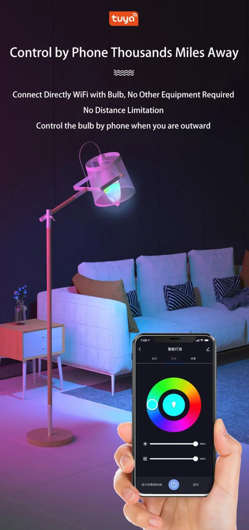 Умная Светодиодная лампа Tuya с Wi-Fi E14 RGBWW RGBCW RGB + CW WW работает приложением Alexa и Google Home