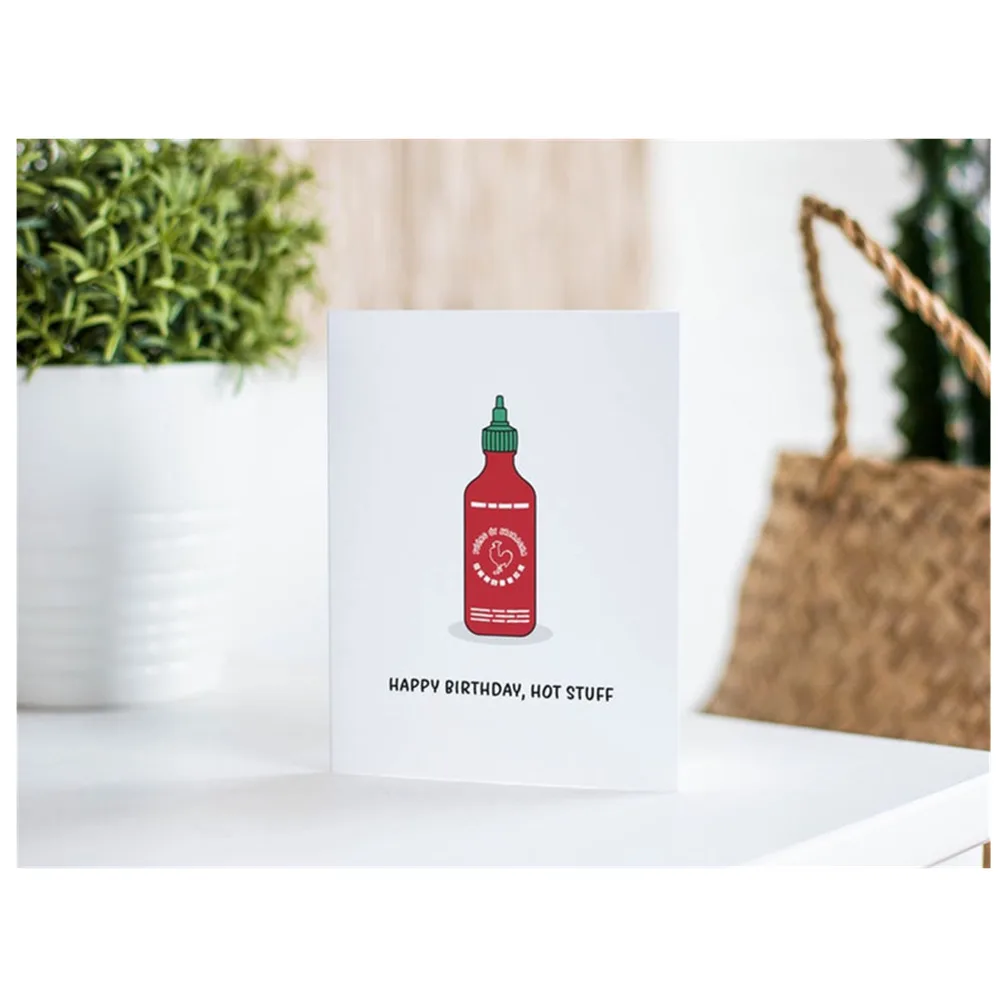 Забавная открытка на день рождения для любителей горячего соуса индивидуальная