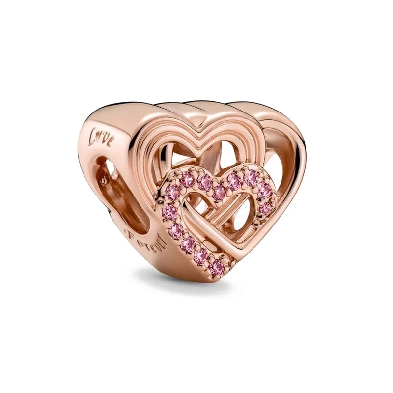 

2021 New Autumn Charm S925 Sterling SilverIntertwined Love Hearts Charms Fit Beads Bracelets And Necklace DIY Accessories