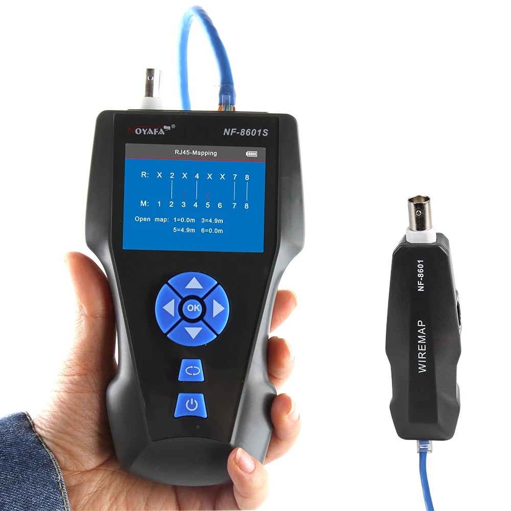

Free shipping, Noyafa NF-8601S Lan Cable Tester with 8 Identifiers Poe /Ping/RJ45/Rj11 Cable Length Tester