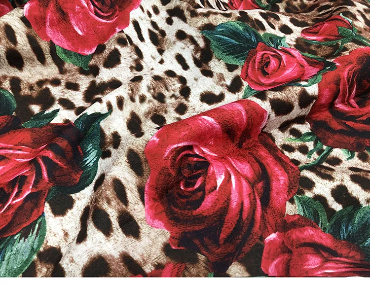 Женское осеннее жаккардовое платье-Ципао с леопардовым и розовым принтом 100x145 см