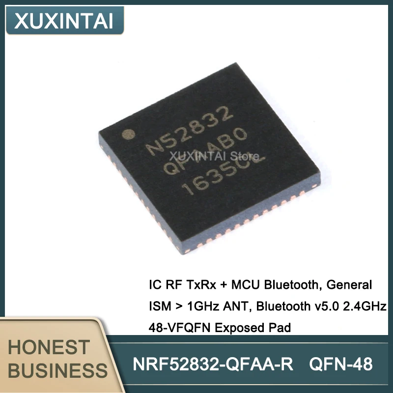 

10Pcs/Lot NRF52832-QFAA-R IC RF TxRx + MCU Bluetooth, General ISM 1GHz ANT, Bluetooth v5.0 2.4GHz 48-VFQFN Exposed Pad