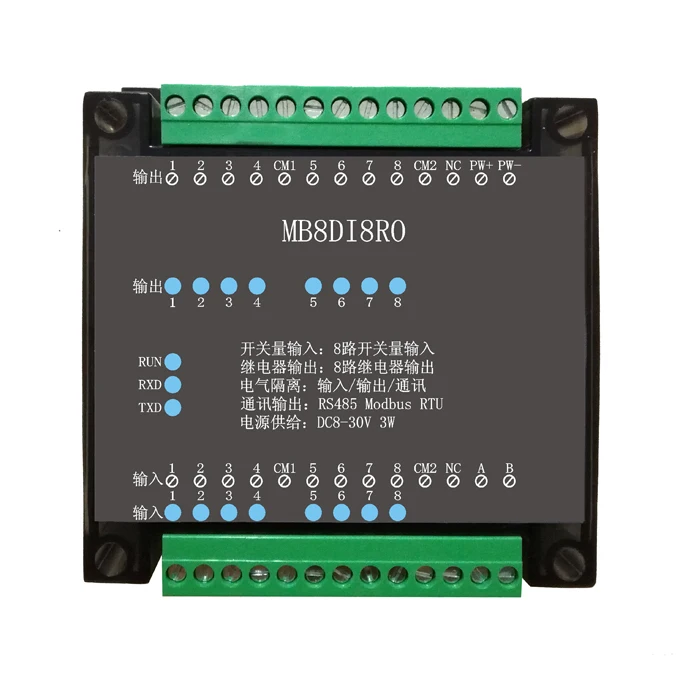 

8DI/8RO Switch Input with Counting Function Output Isolated RS485 Modbus Acquisition Module Communication