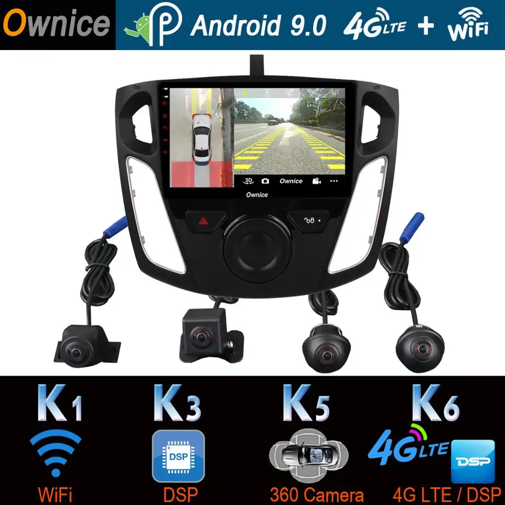 360 ° панорамная 4 × камера 4G LTE Android 9,0 4+ 64G SPDIF DSP CarPlay Автомобильный мультимедийный плеер для Ford Focus 3 mk3 2012- gps радио