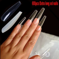 600 pcsbag transparent natural false nails super long ballerina simple fake nails extension nails art manicure full nail