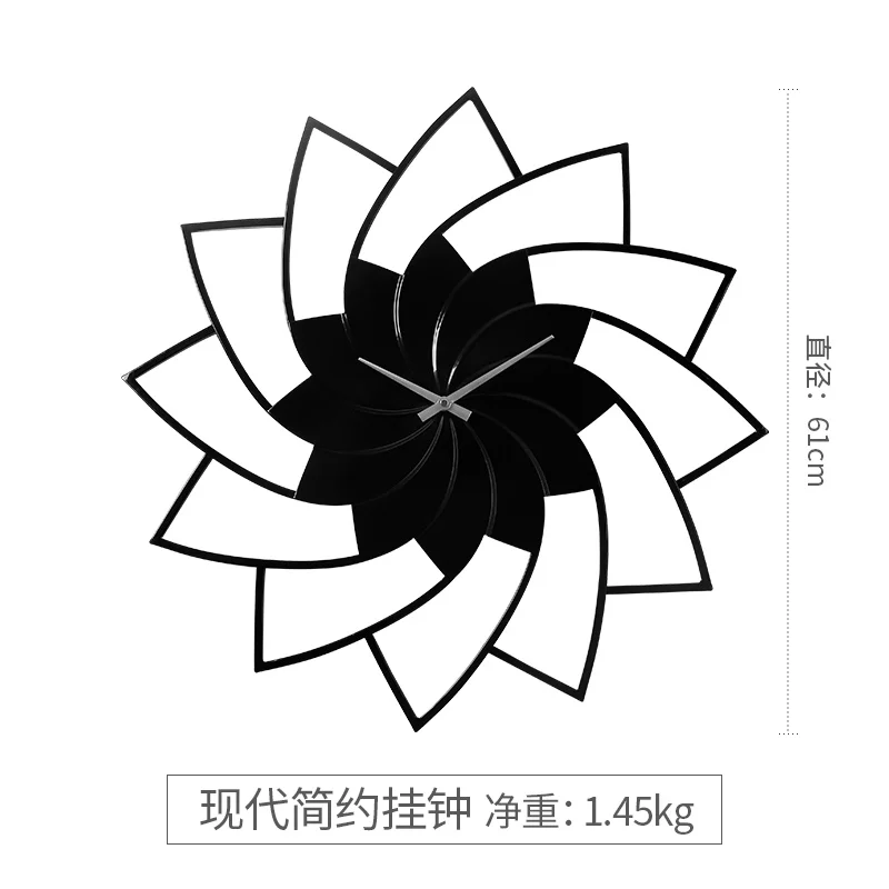 

Nordic Luxury Wall Clock Black Vintage Wrought Iron Wall Clocks Art Creative Living Room Montre Mural Industrial Decor AB50WC