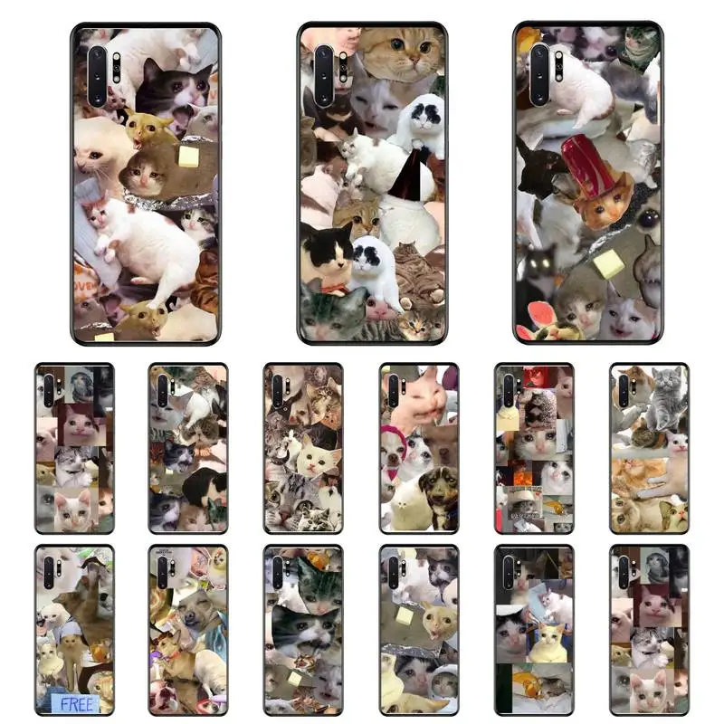

TOPLBPCS Crying Cat Memes Phone Case For Samsung Note 7 8 9 20 Note 10 Pro lite 20ultra M20 M10 Case