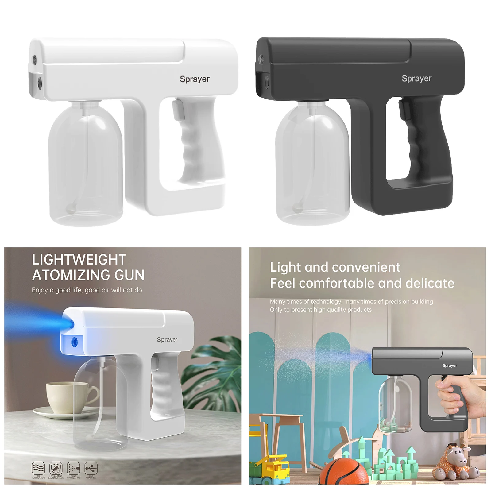 

Handheld Portable Electric Sprayer Fogger 300ML Wireless Handheld Rechargeable Electric Spray Gun for Home Office