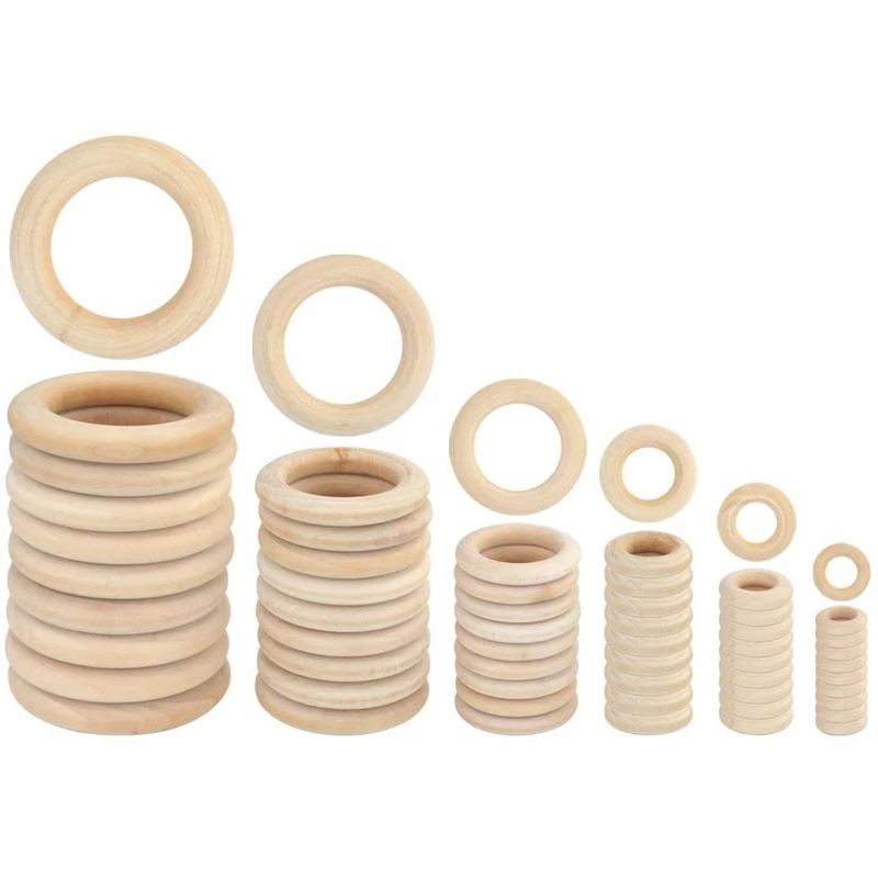 

Кольца из натурального дерева для рукоделия, кольца с подвесками и соединителями, изготовление ювелирных изделий, 6 размеров, 60 шт.