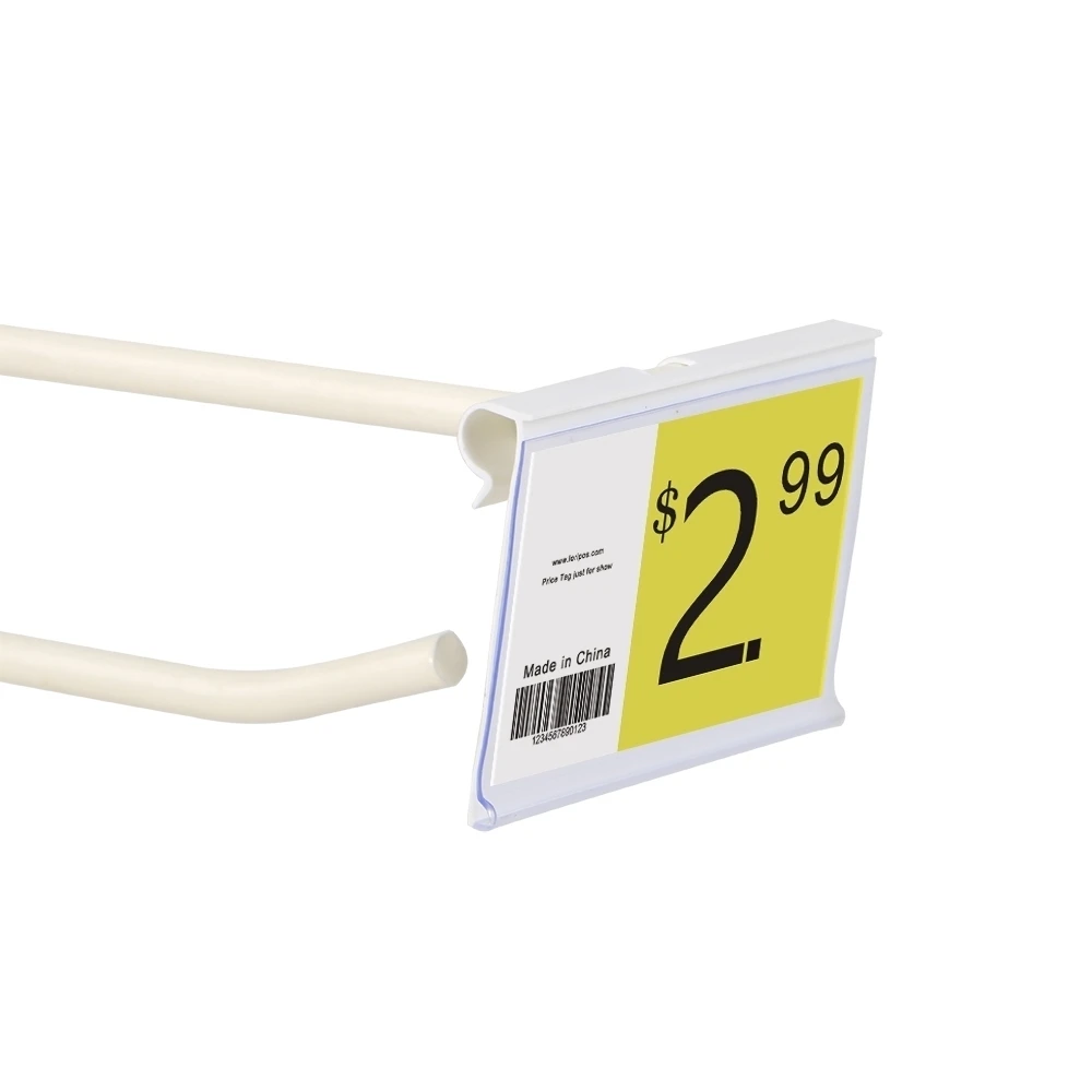 

6/8/10x4/4.5cm Pvc Plastic Price Tag Sign Label Display Holders Clips For Supermarket Shelf Hook Rack In White/clear 100pcs