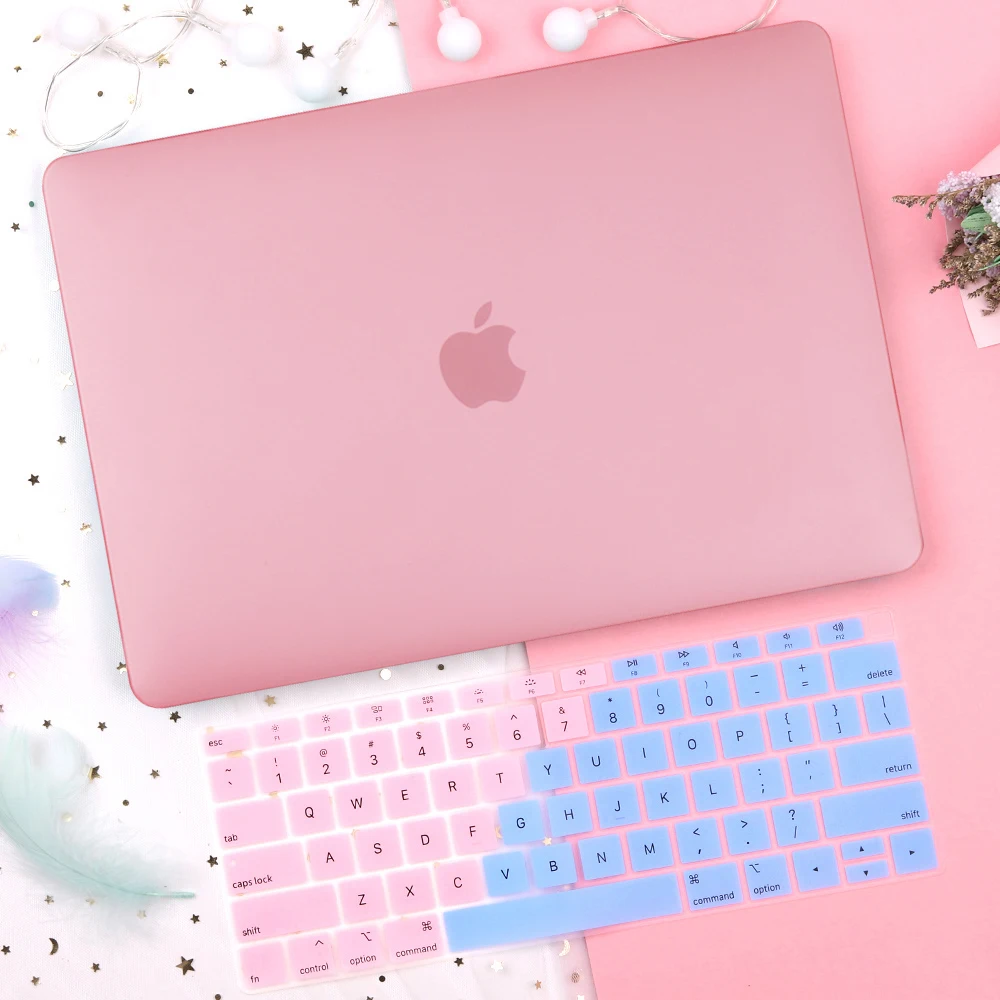 Matte pink Кристально прозрачный жесткий чехол для защиты Macbook Pro 13 15 Pro 16 Touch Bar A1706 A1707 A1990 Air 13 Touch ID A1932 - Цвет: Matte pink
