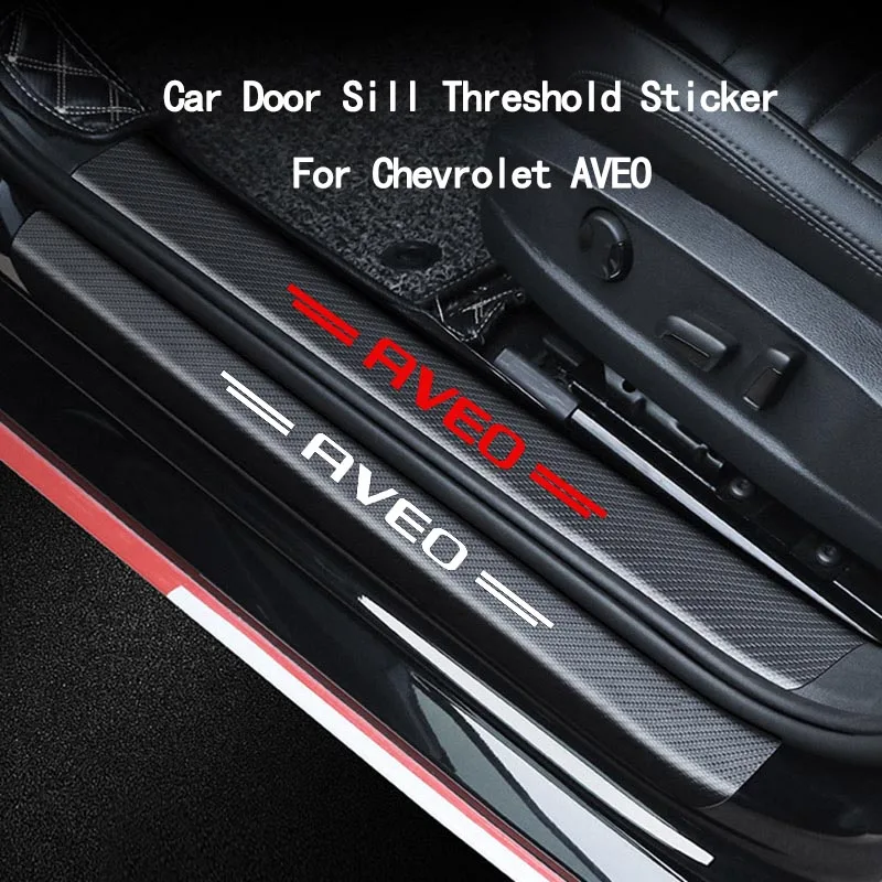 

Наклейка на порог двери автомобиля, наклейка на порог для Chevrolet AVEO, узор из углеродного волокна, эмблема, наклейка