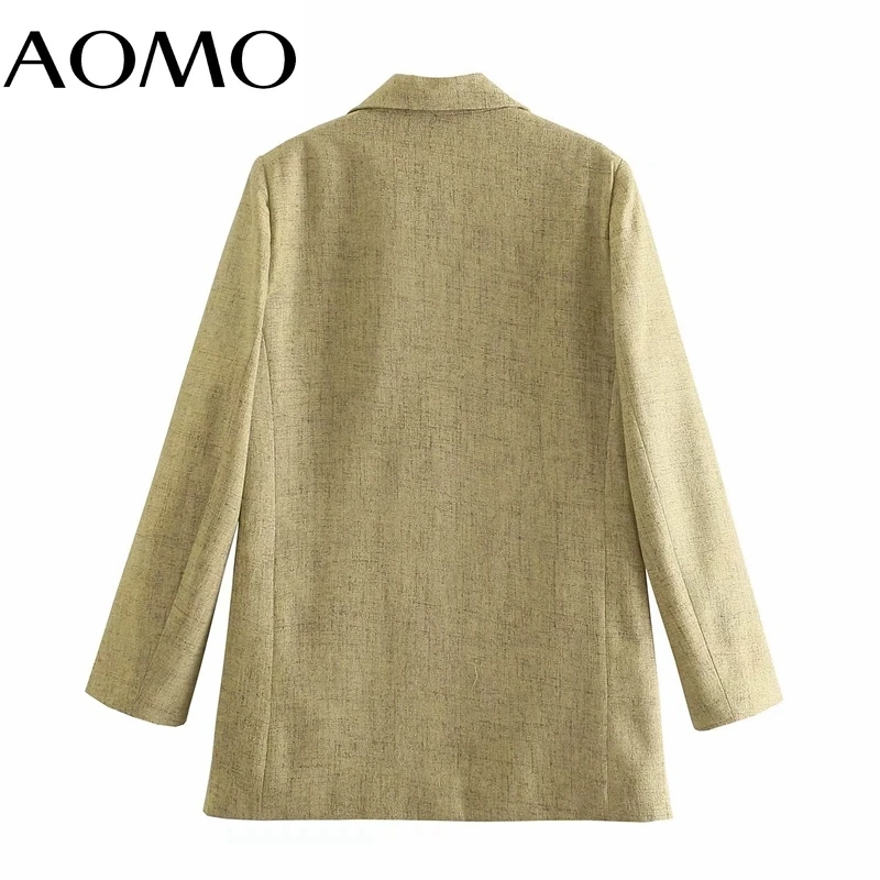 

AOMO Women 2021 Fashion Solid Linen Cotton Blazer Coat Vintage Long Sleeve Female Outerwear Chic Tops 4M79A