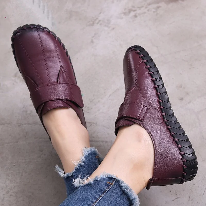 

Genuine Leather Women Flats Handmade Women's Shoes Flats Fashion Loafers Women Casual Shoes Soft Bottom Moccasins Plus Size 42