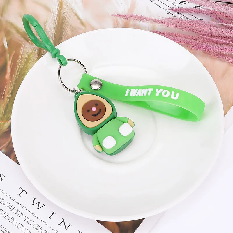 

Cute Cartoon Fruit Keychain Avocado figurine Keyring Women Car Bag Pendant Belt Trinkets Key Chains gift for man/woman