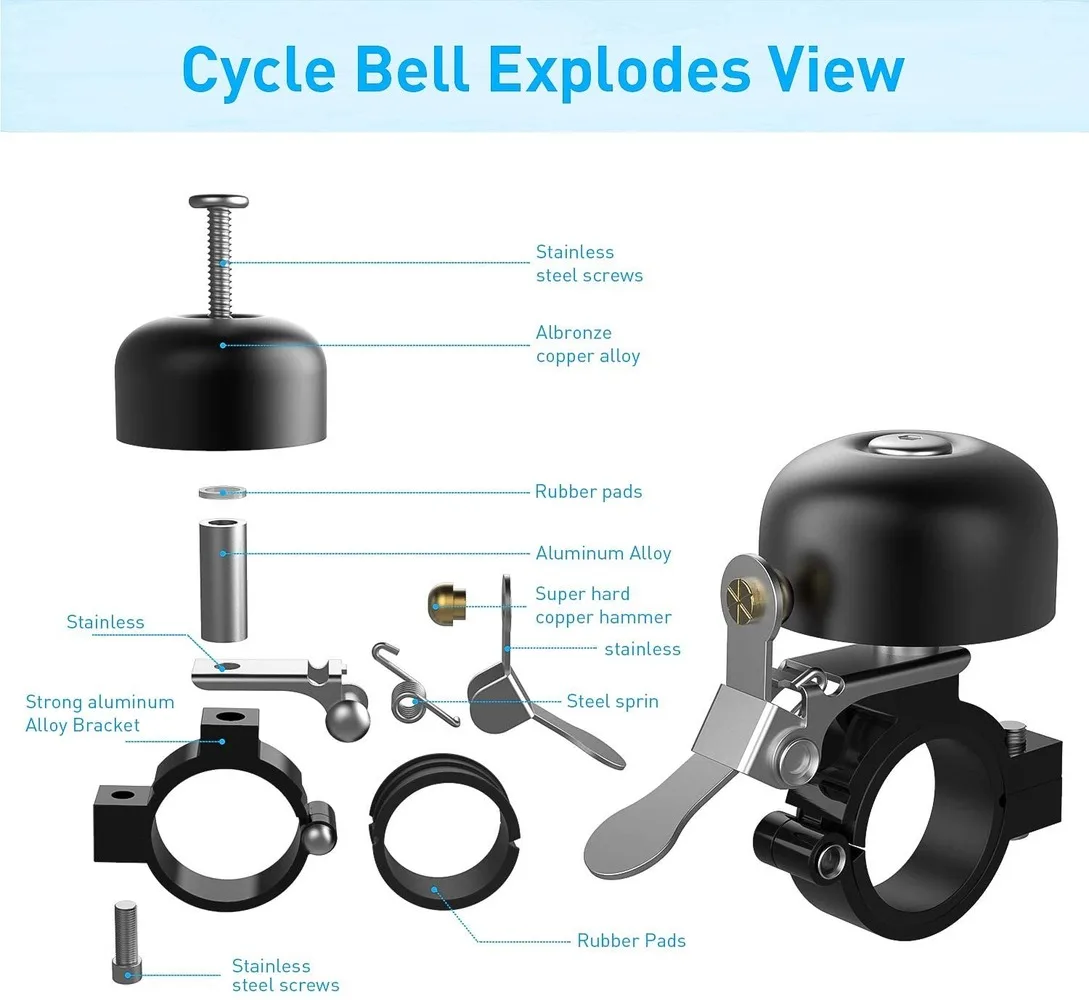 Велосипедный звонок в стиле ретро громкий четкий звук мини классический