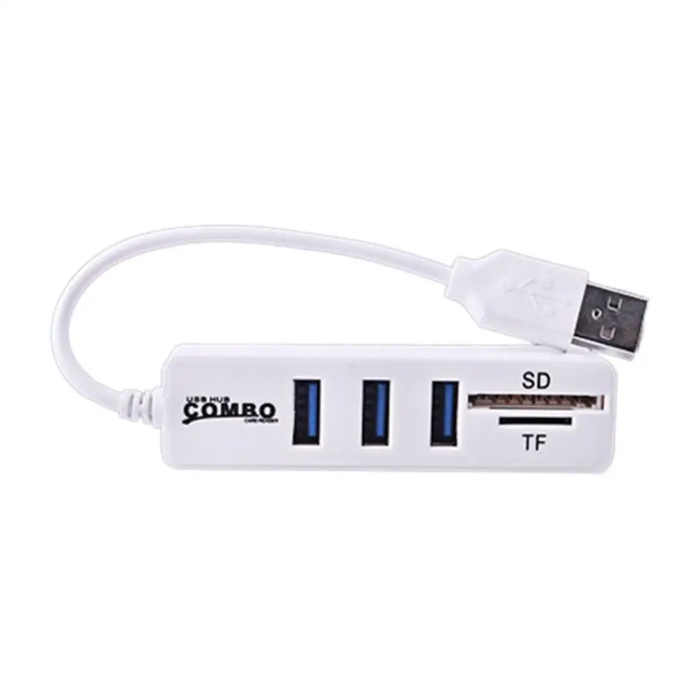 Белый Микро USB концентратор 2,0 Мульти usb порты комбо SD/TF кардридер usb-хаб 3 порта usb адаптер для компьютера аксессуары - Цвет: Белый