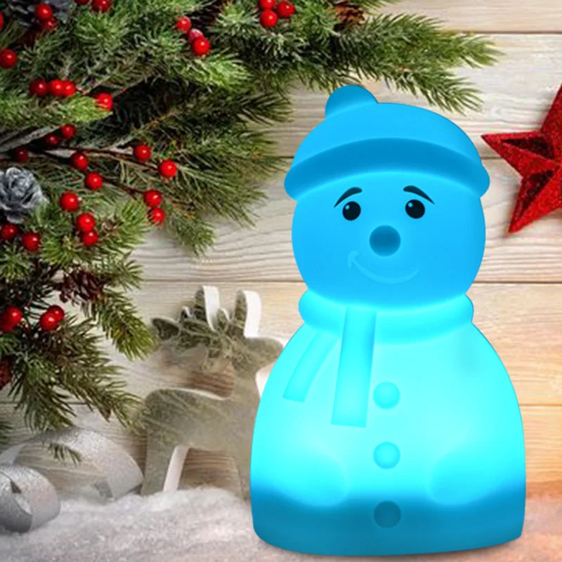 Снеговик ночной Светильник силиконовый Санта Клаус светодиодный светильник